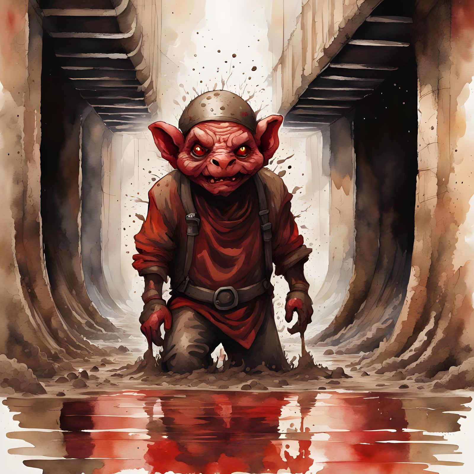 Sewer Crawler: Watercolor Splash Art Composition