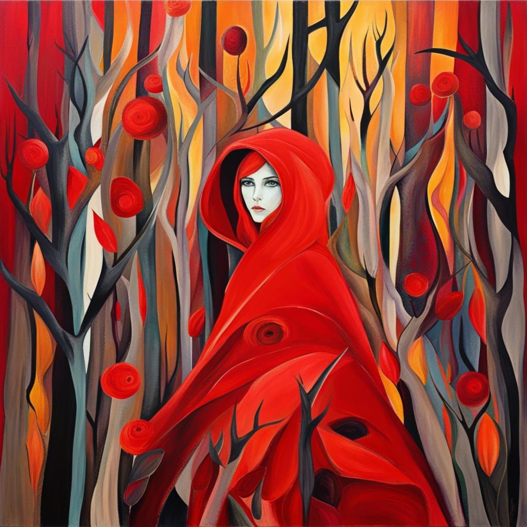 Abstract Red Riding Hood in Complementary Colors