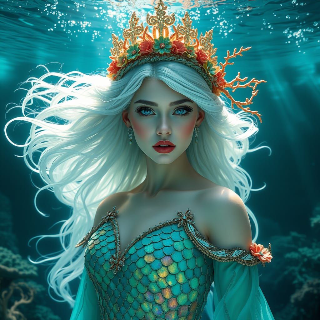 Regal Water Queen in Art Nouveau Style