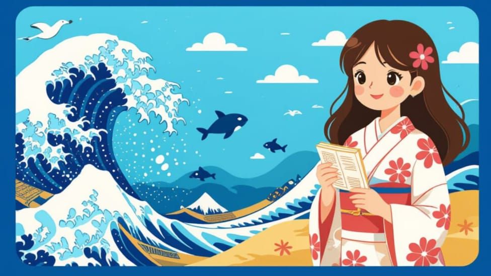 Woman Relaxing and Reading on a Japanese Beach