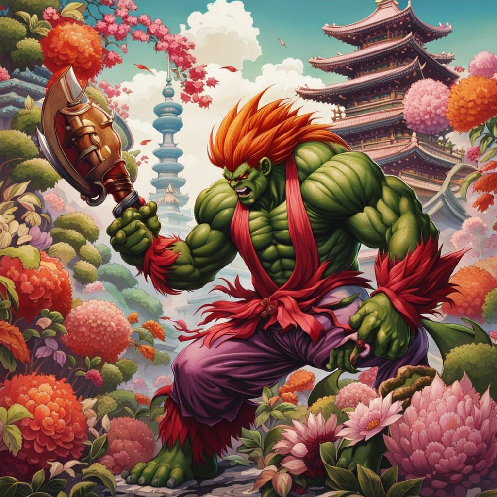 Blanka in Hyper-Realistic Floral Japanese Garden