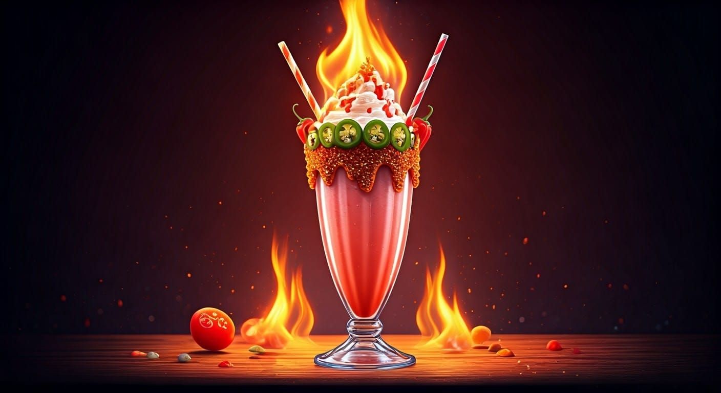 Burning Jalapeno Milkshake in Candy Art Style