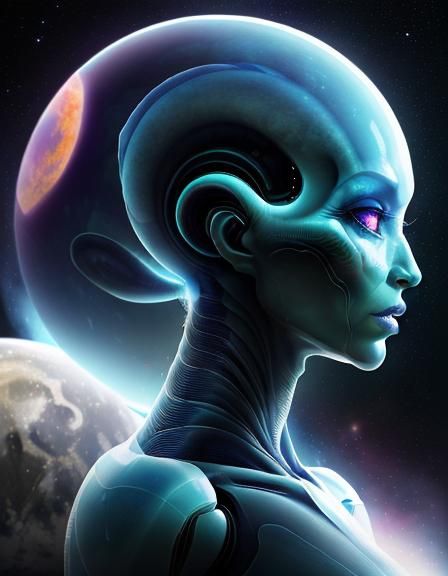 Mystical Alien Creature in Double Exposure