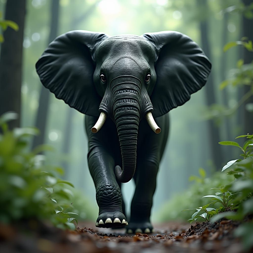 Elephant in Latex Suit Running Through Jungle Pixel Art