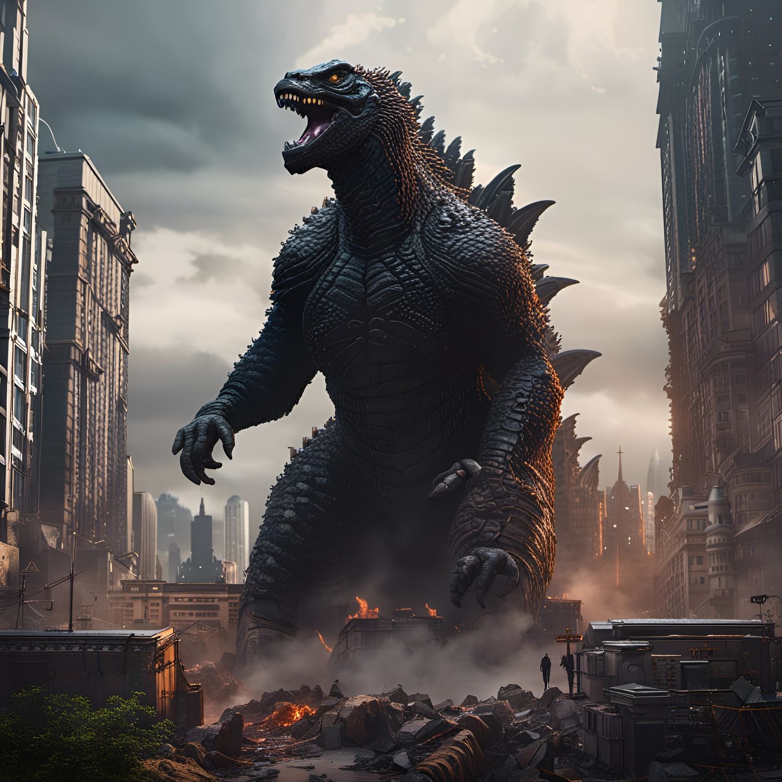 Detailed Godzilla Matte Painting in 8K