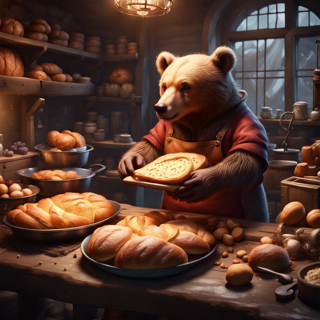 Bear Baking Bread: Fantastical Concept Art