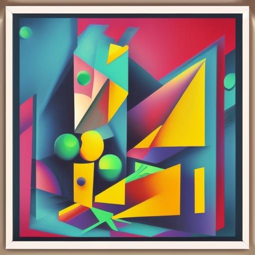 Cubist City on the Moon: Art Deco Digital Art