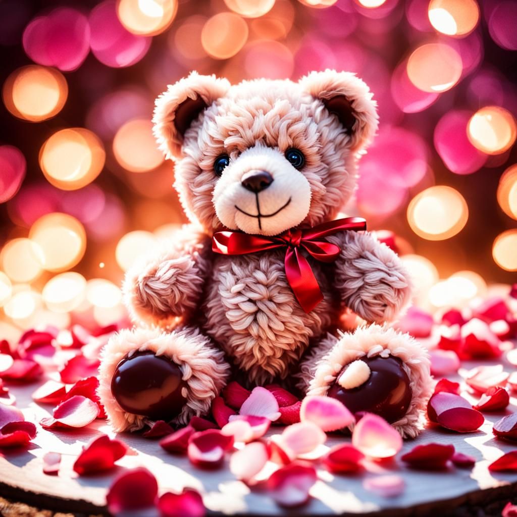 Chocolate Teddy Bear in Divine Light