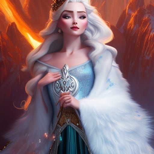 Majestic War Goddess Portrait in Art Nouveau Style