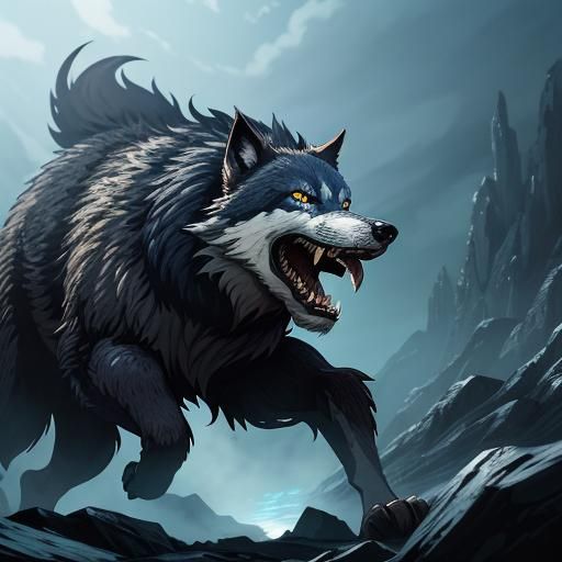 Cornered Wolf in Anime Style