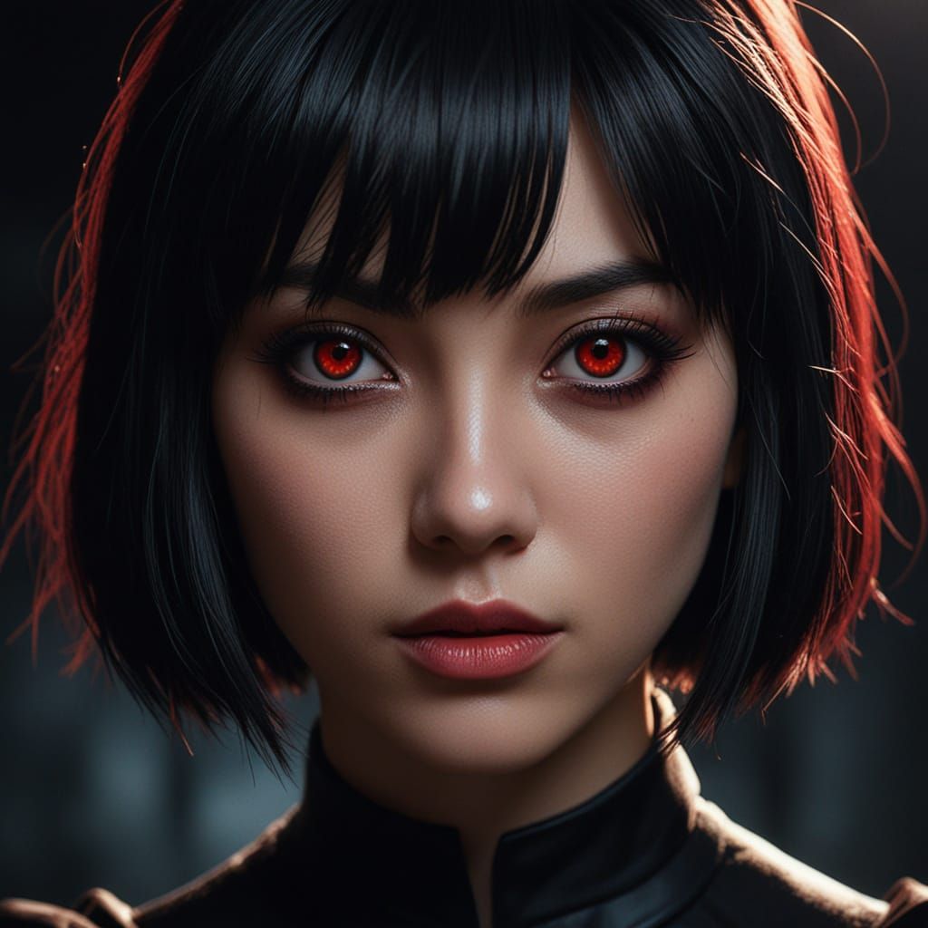 Anime-Inspired Portrait of a Mysterious Female Figure