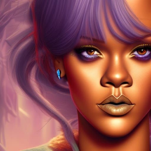 Detailed Cartoon Portrait of Rihanna in Fantasy Style