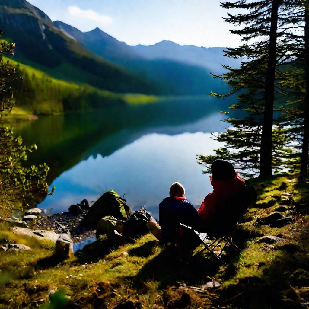 Mountain Campsite Coffee Break on Spring Morning