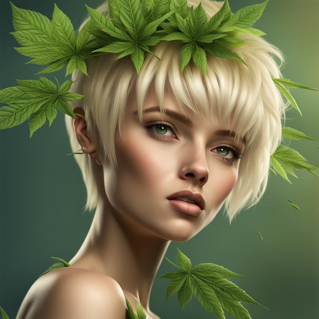Hyperrealistic Weed Fairy with Pixie Cut