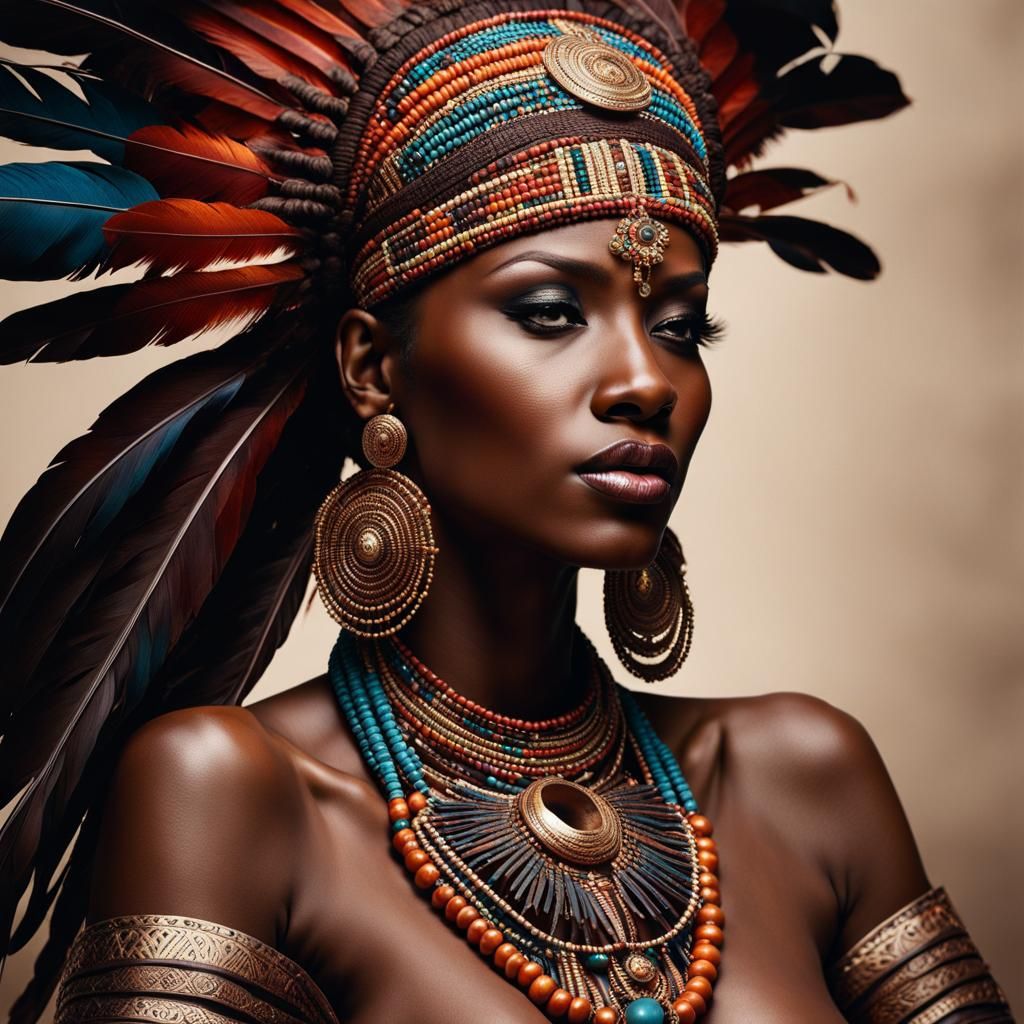 African Warrior Princess in Regal Attire