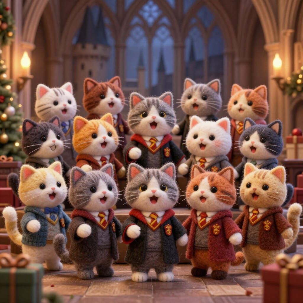Christmas cats at Hogwarts