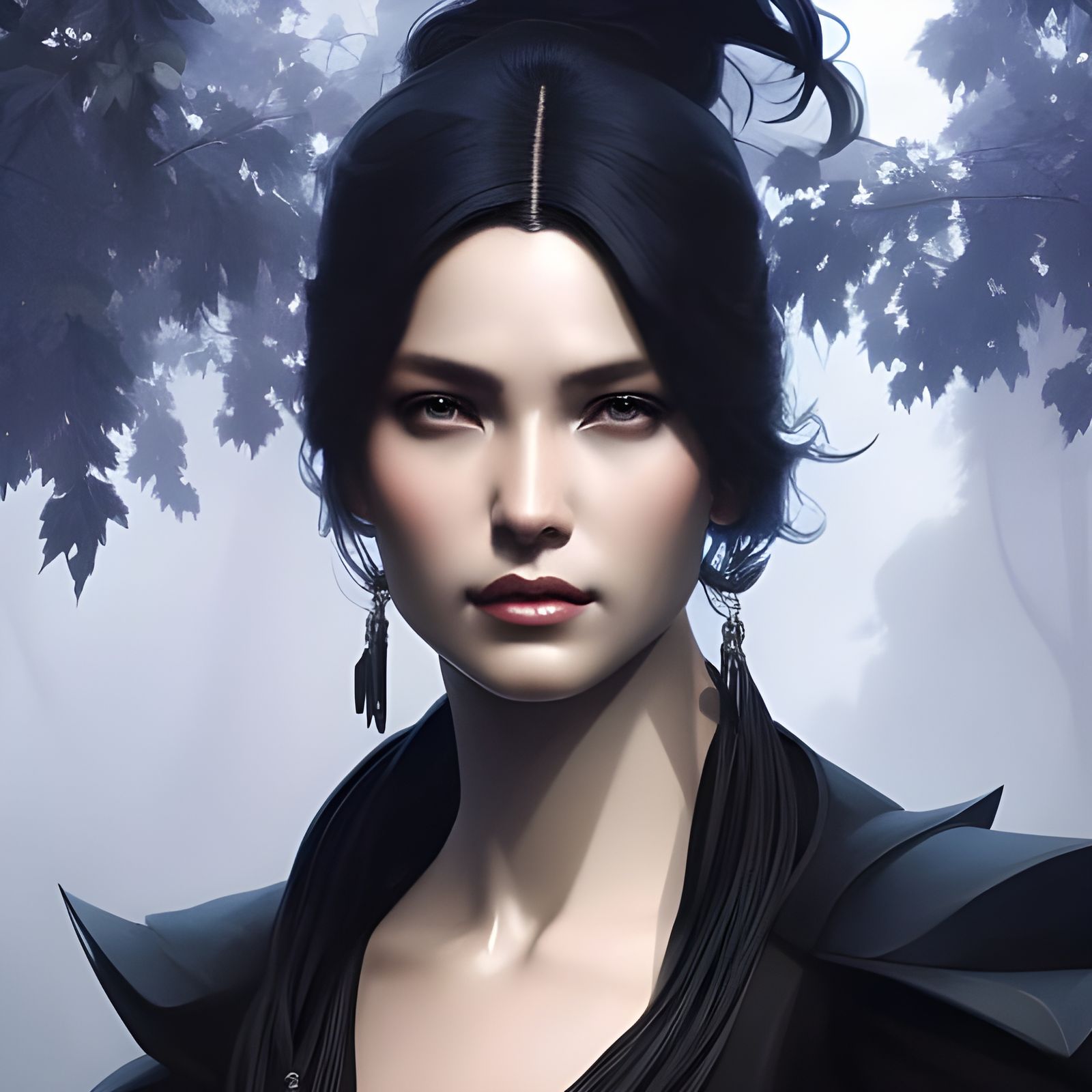 Monochrome Portrait in Hyperdetailed Splash Art Style