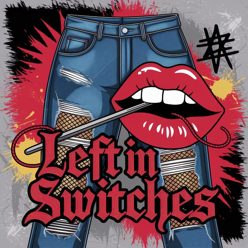 Edgy Jeans Logo with Graffiti Art in Punk Style