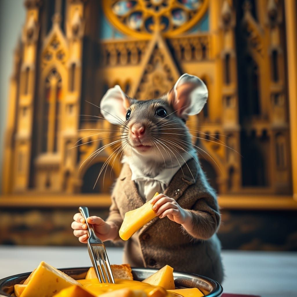 A mouse fonduing