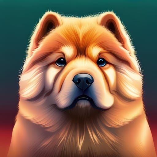Hyperrealistic Chow Chow Puppy Splash Art