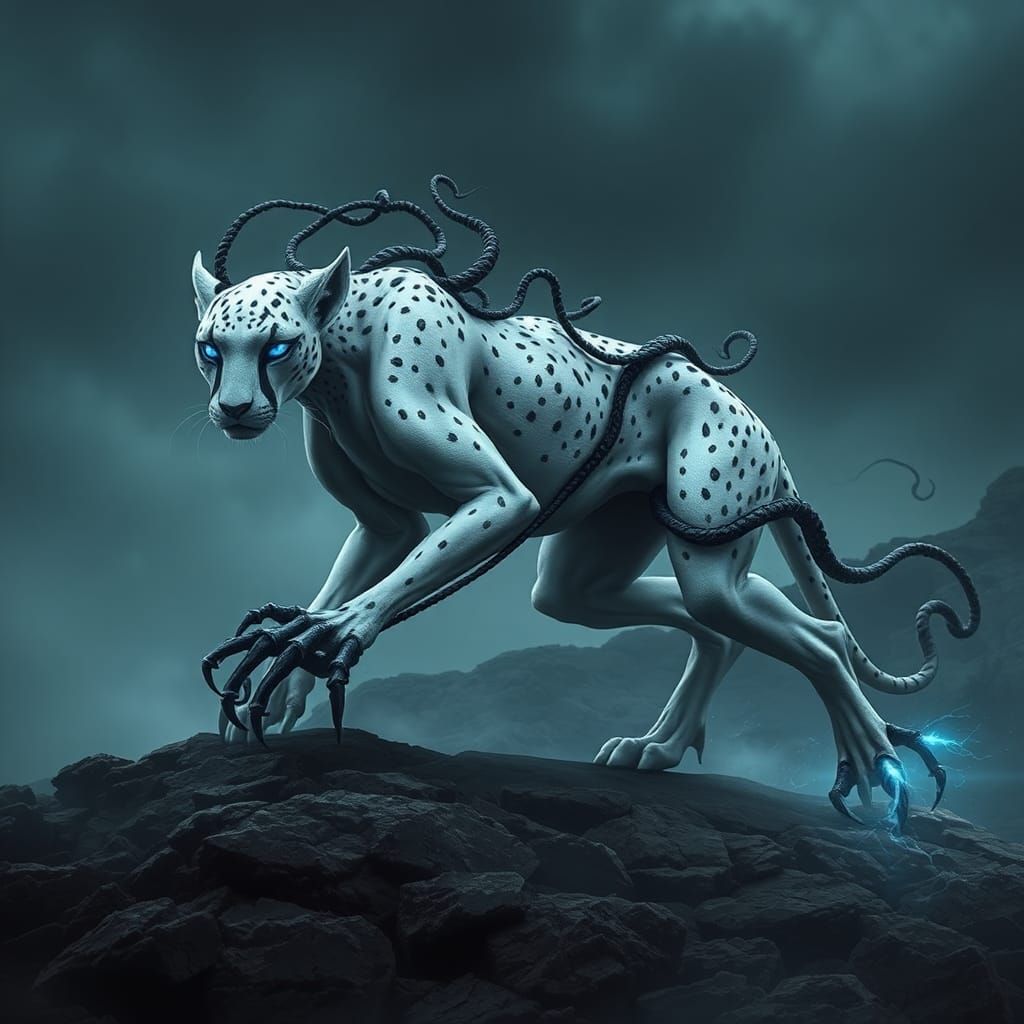 Mythical Symbiotic Cheetah in Gothic Style