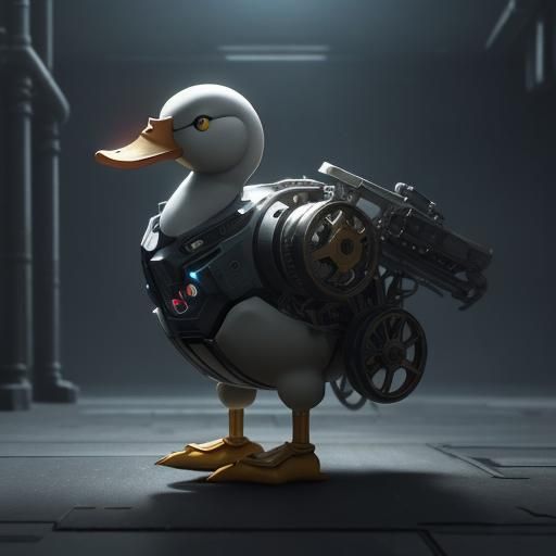 Clockwork Duck with Mechanical Details in Sci-Fi Style