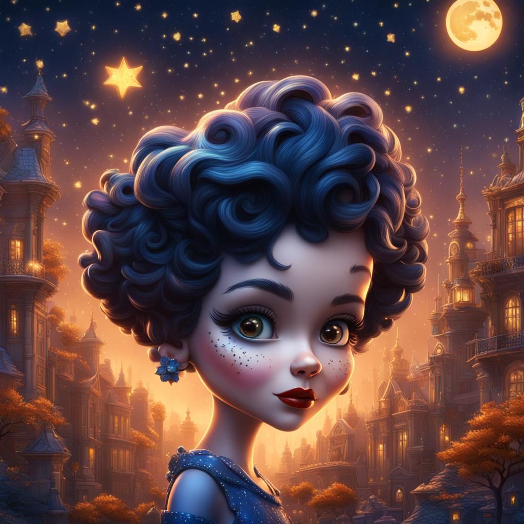 Betty Boop in Starry Night Style