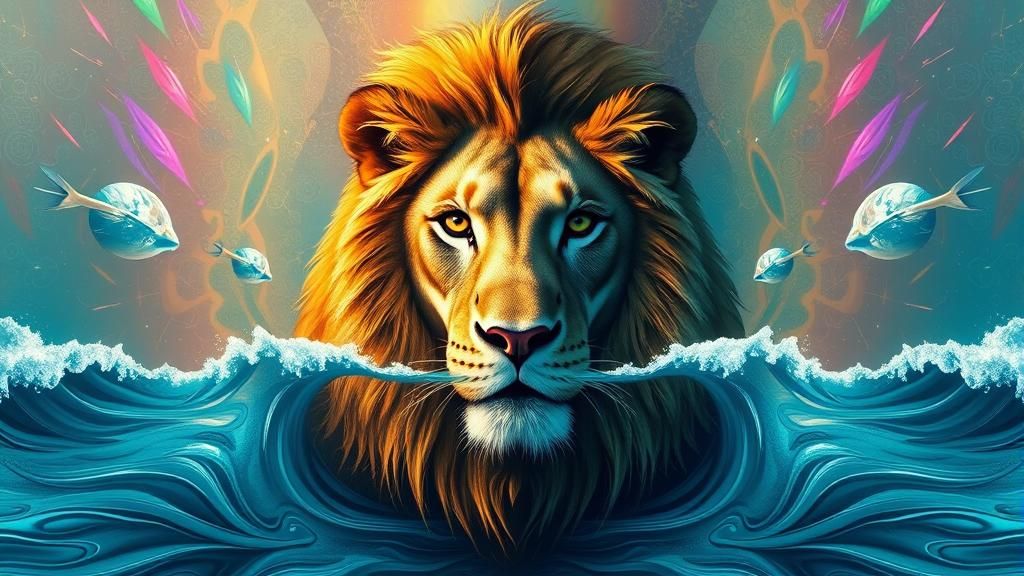 Surreal Abstract Fractal Landscape with Mirrored Waves