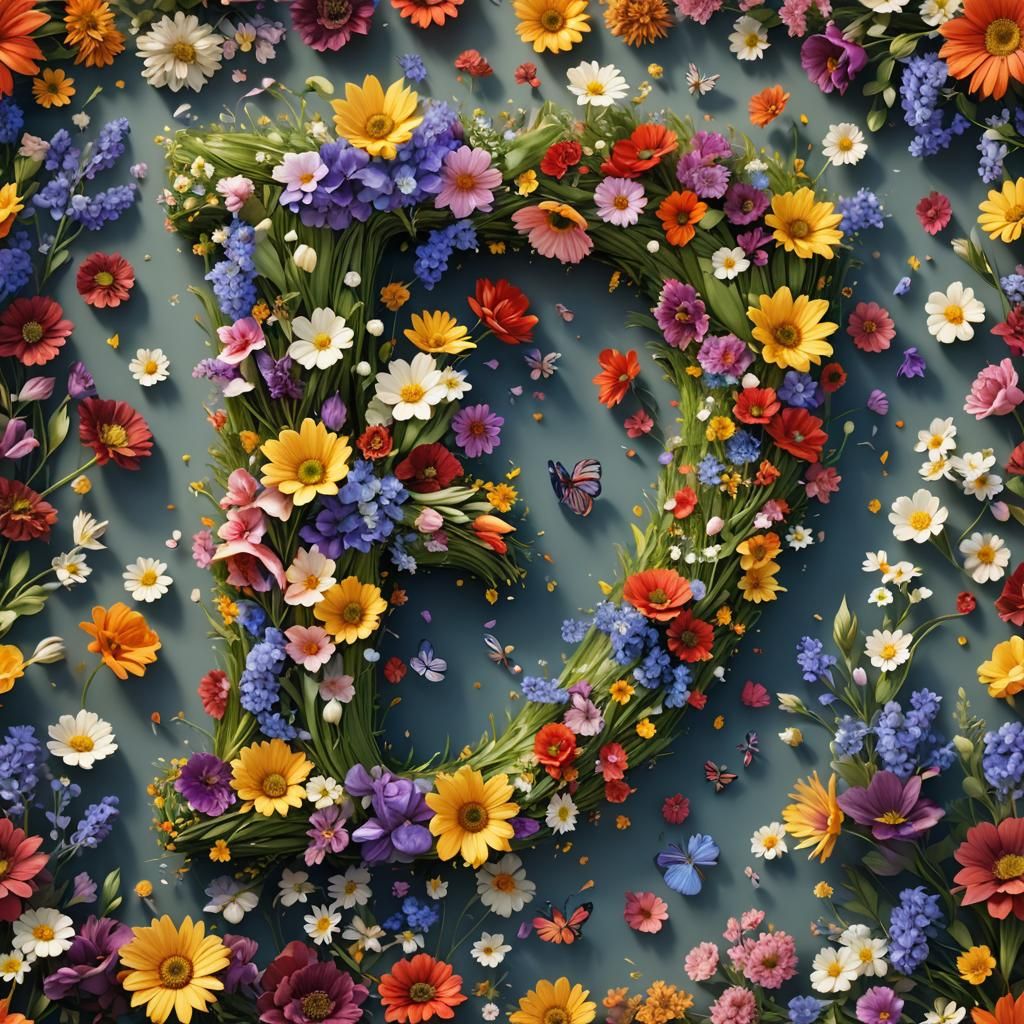 Floral Letter F: Fantasy Concept Art in 8K