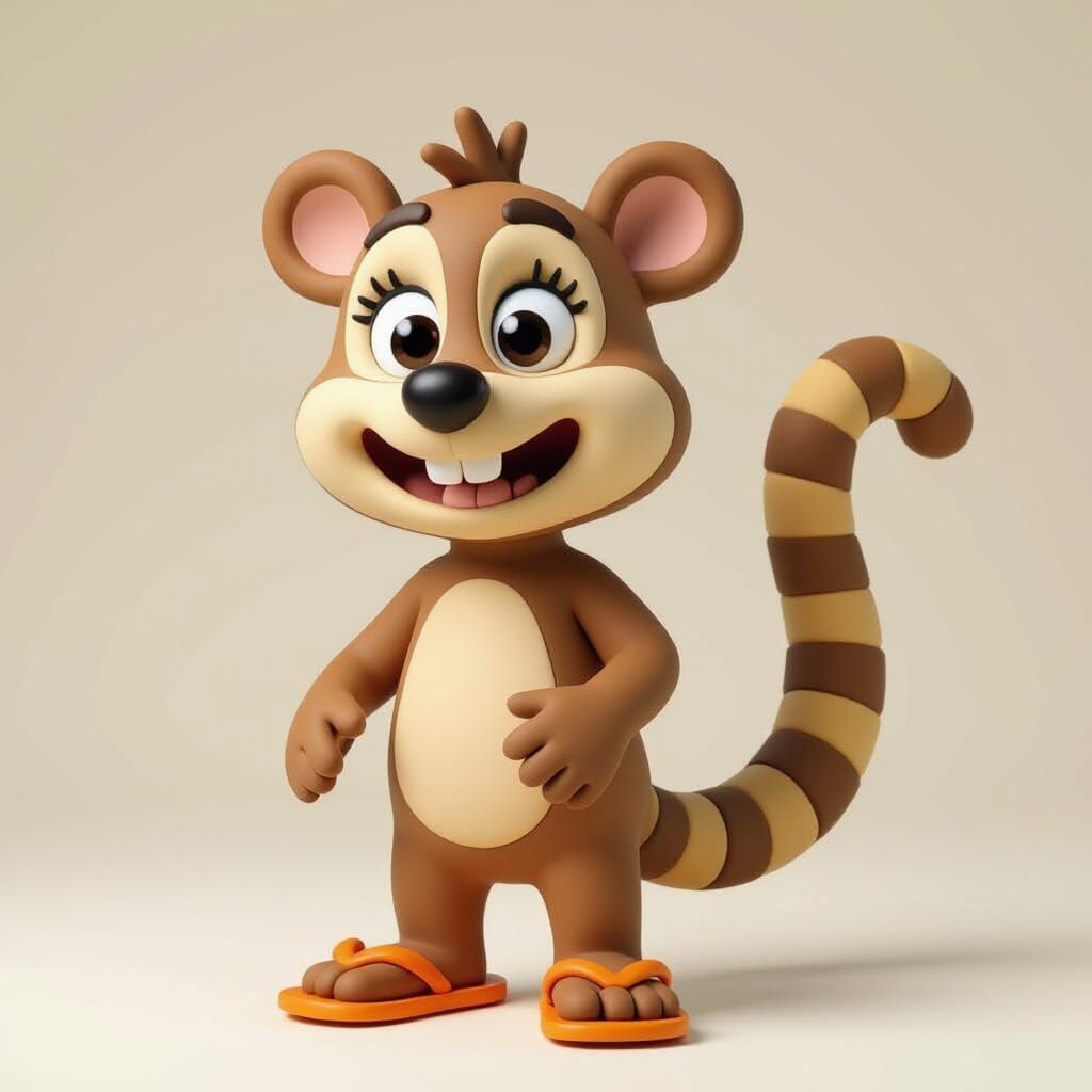 Mischievous Baby Coatimundi Character Design in Pocoyo Style
