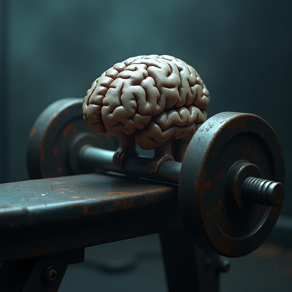 Metallic Brain Lifting Weights: Mental Fortitude