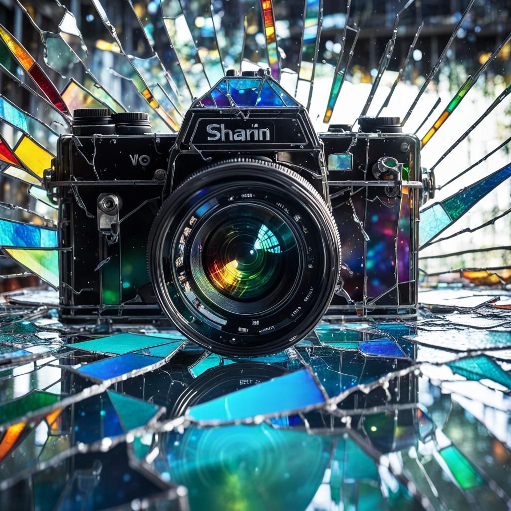 Exploding Stained Glass Camera in Anime Style