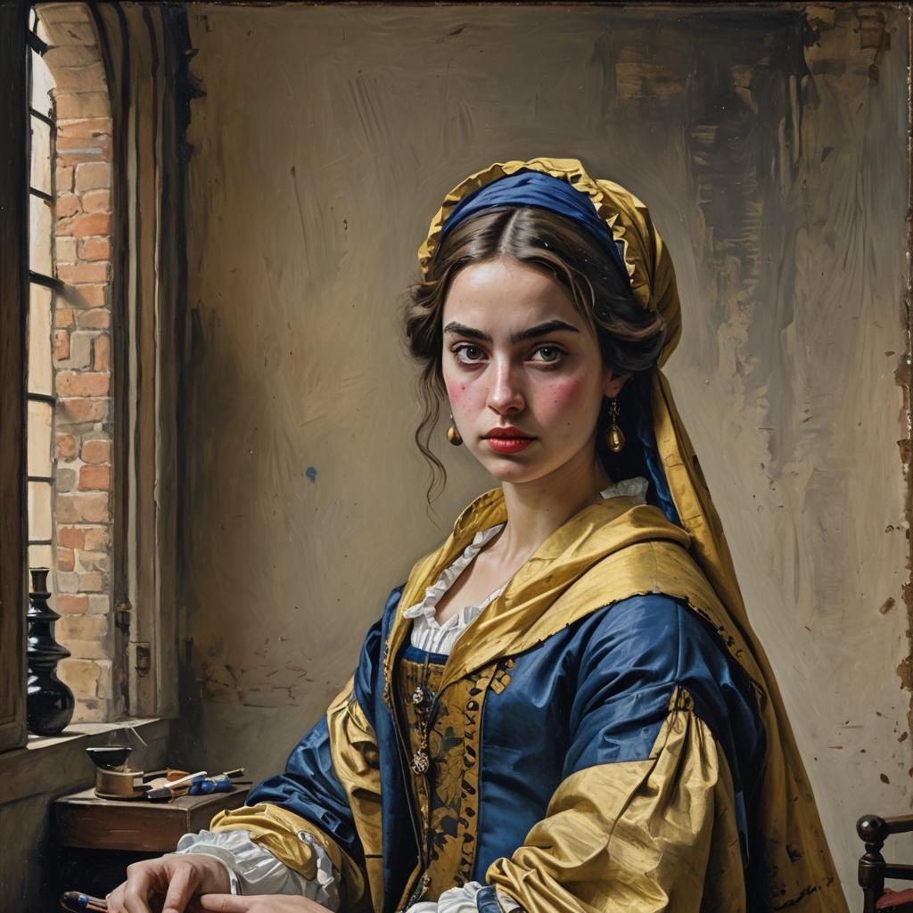 Ana de Armas as French Royalty, Vermeer Style