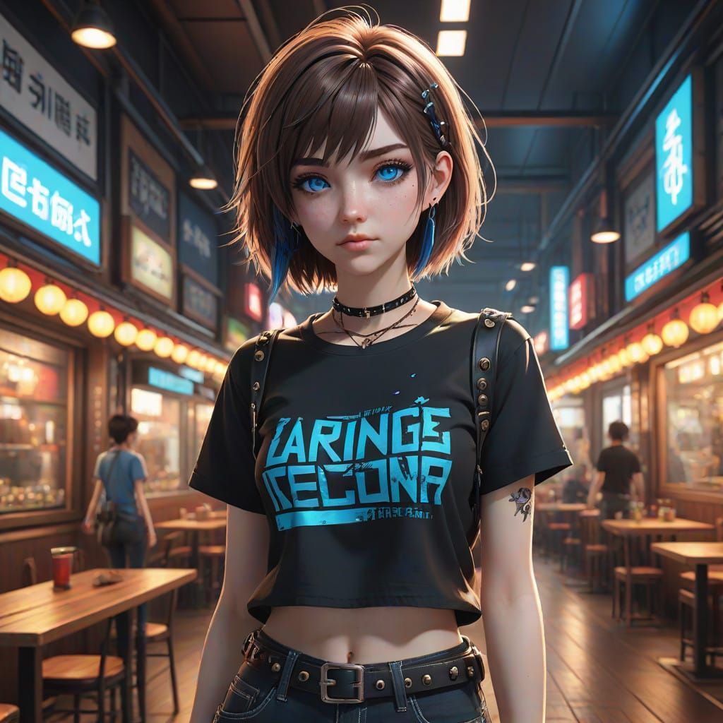 Emo Punk Teen with Piercing Blue Eyes