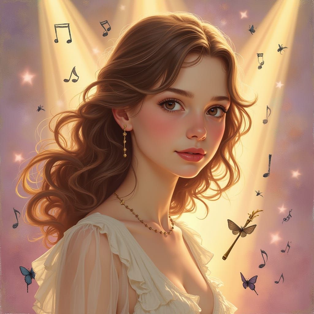 Elegant English Musician in Pastel Hues