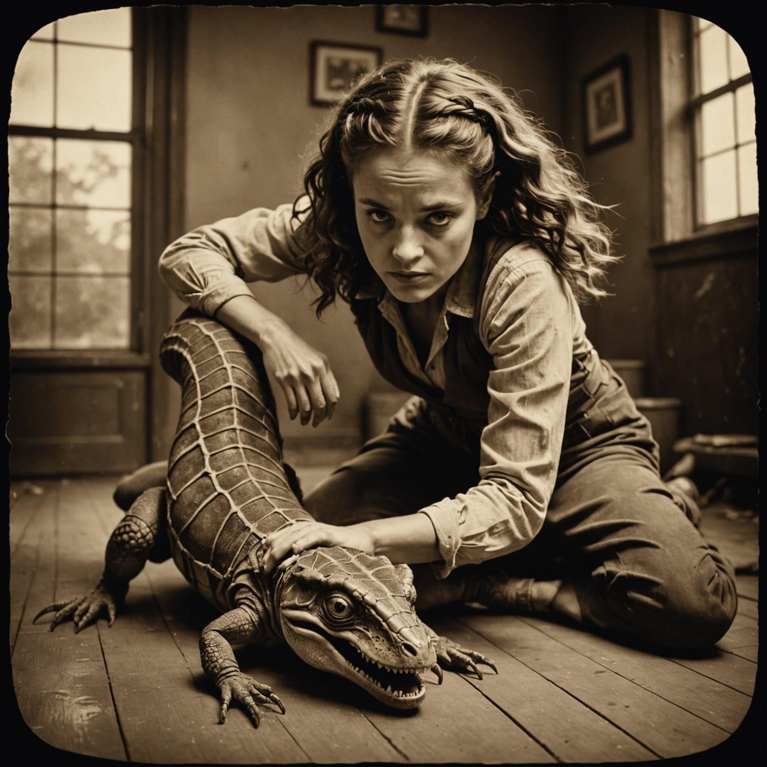 Sepia Contortionist Turns Inside Out: Vintage Photo