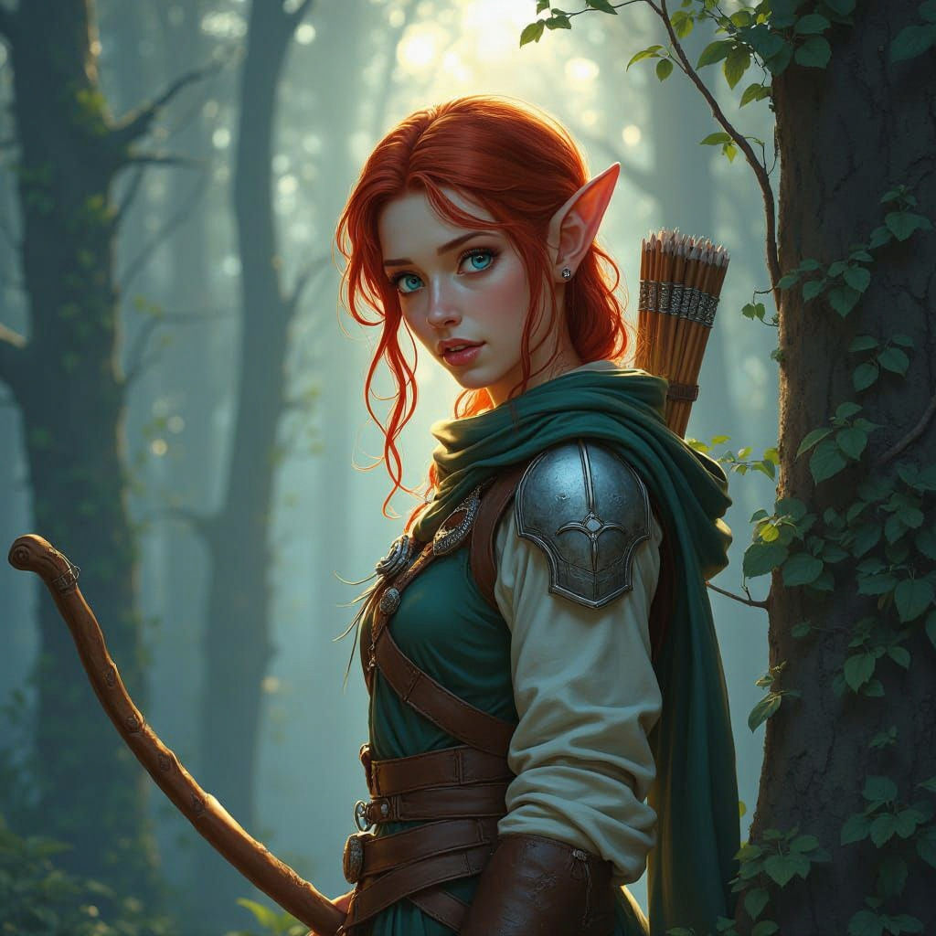 Wood Elf Ranger Under Full Moon
