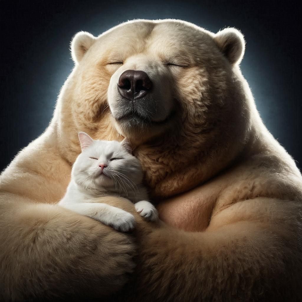 Gentle Giant Enjoys Feline Companionship in Whimsical Scene