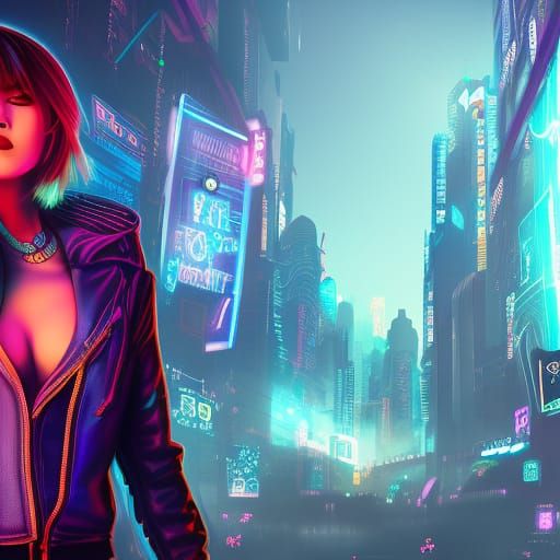 Cyberpunk Detective in a Neon Cityscape