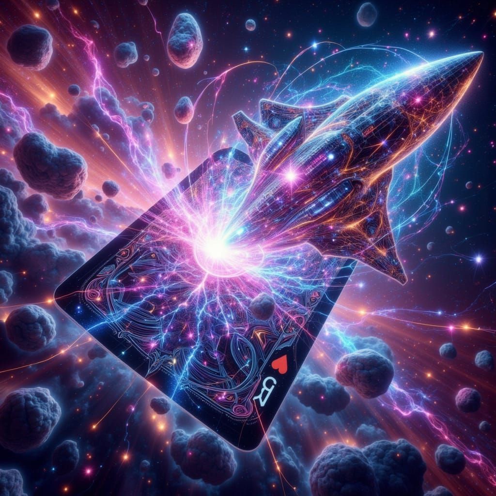 Interstellar Spaceship Bursts From Playing Card
