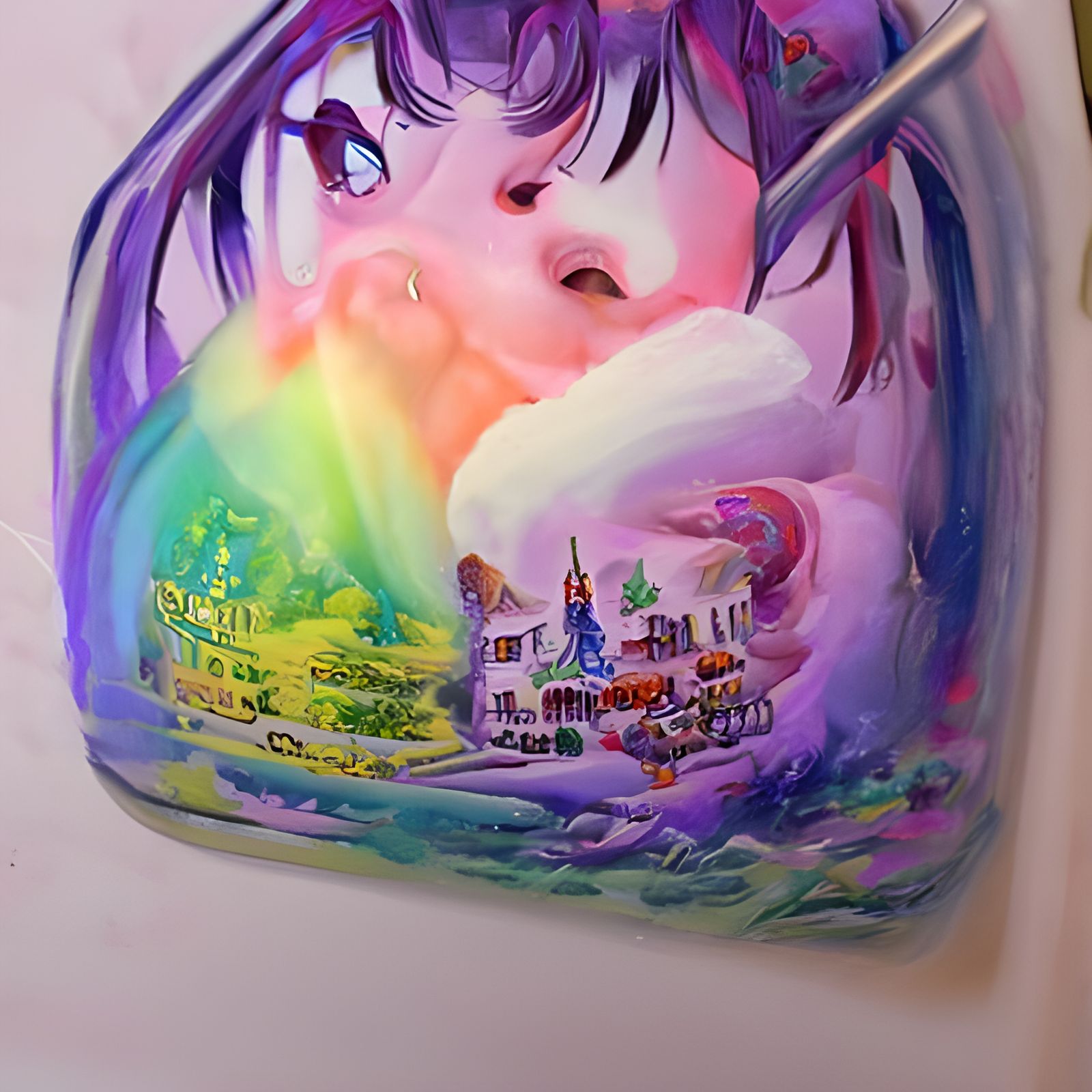 Rainbow Anime Girl in Milk: Ethereal Fantasy Art