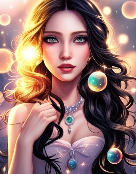 Sparkly Anime Elf Girl Portrait in HDR