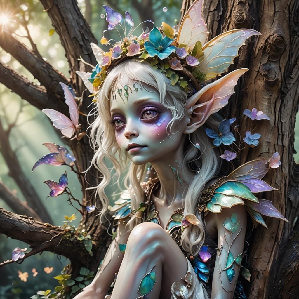 Fantasy Alien with Fairy Wings in Whimsical Art