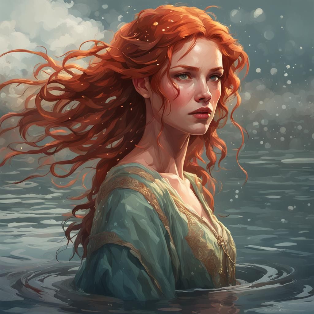 Redhead Woman Portrait in Dynamic Lighting