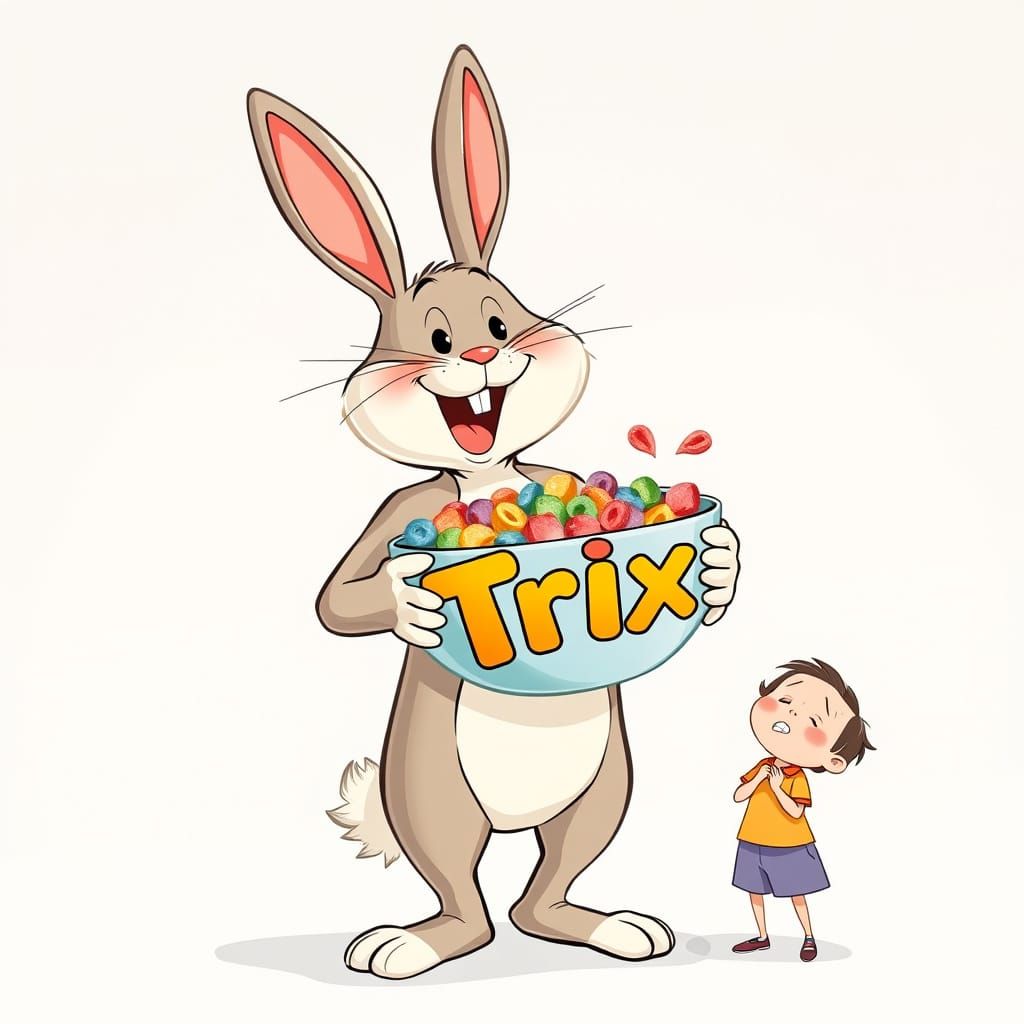 Cartoon Rabbit with Cereal