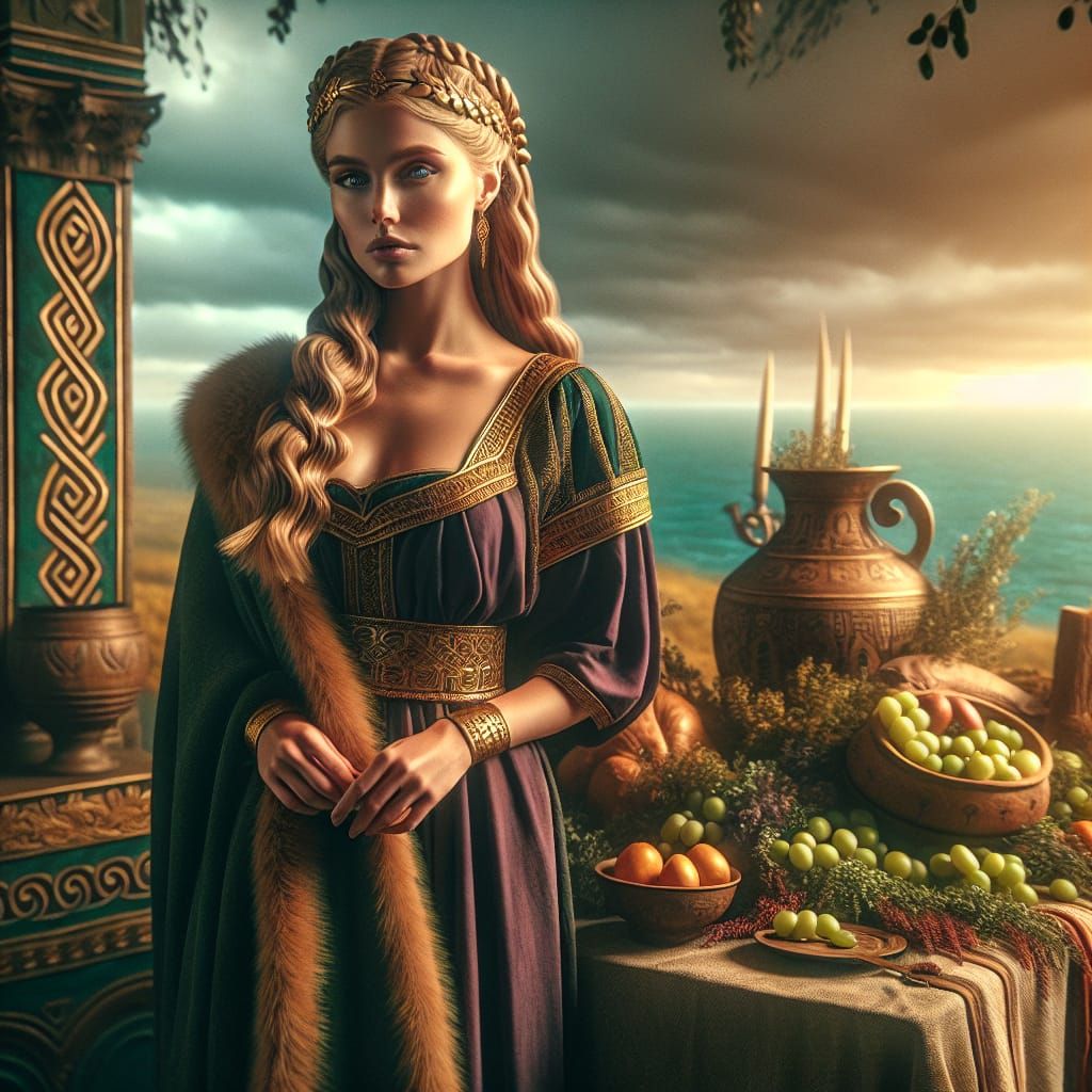 Germanic Goddess Sandraudiga in Digital Matte Painting Style