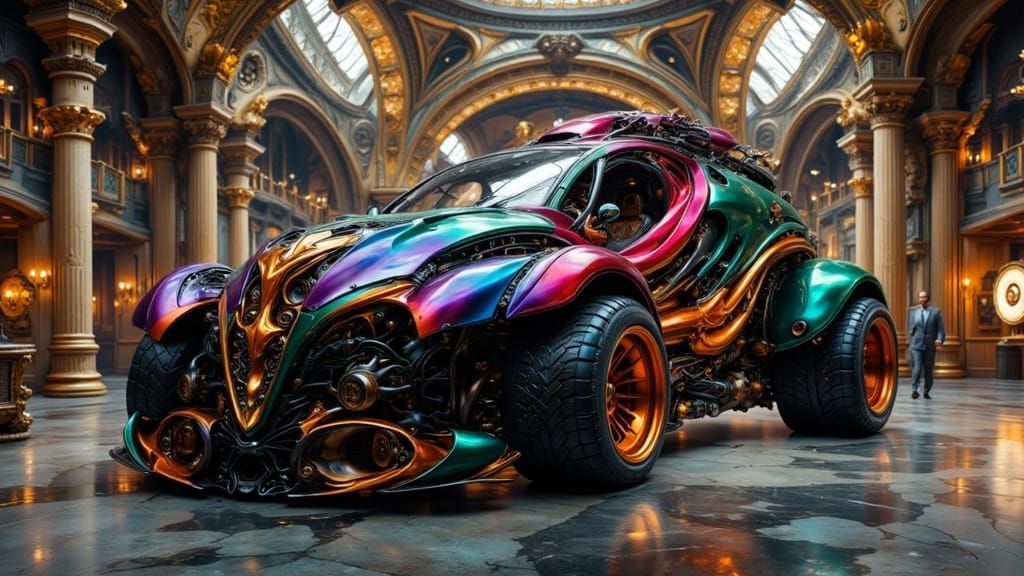 Extra-Large SUV with Spectral Gradient Paint in Showroom