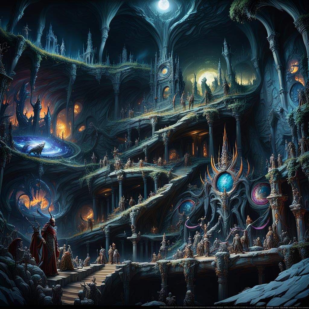 Demonic Underworld Cave: Dark Fantasy Concept Art