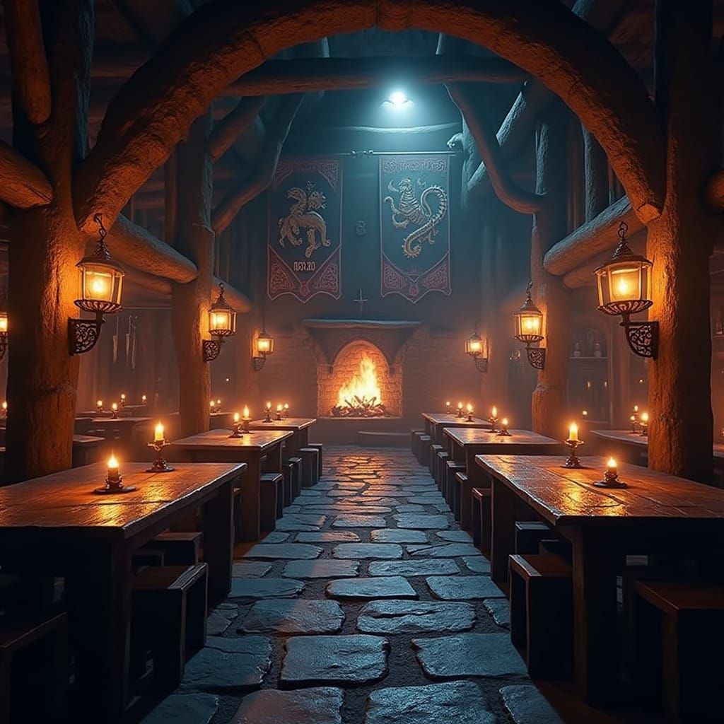 Medieval Tavern in Warm, Golden Light