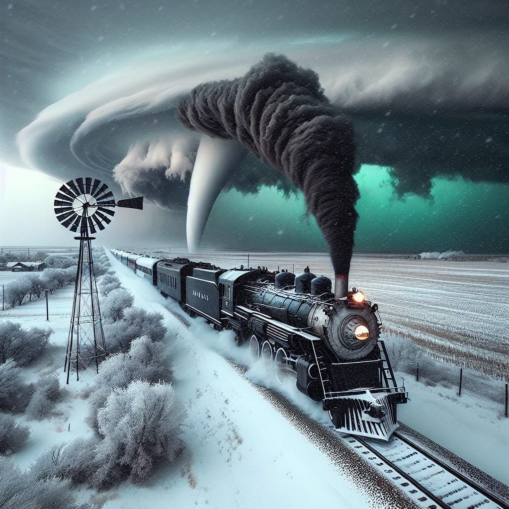 Winter Train with Tornado